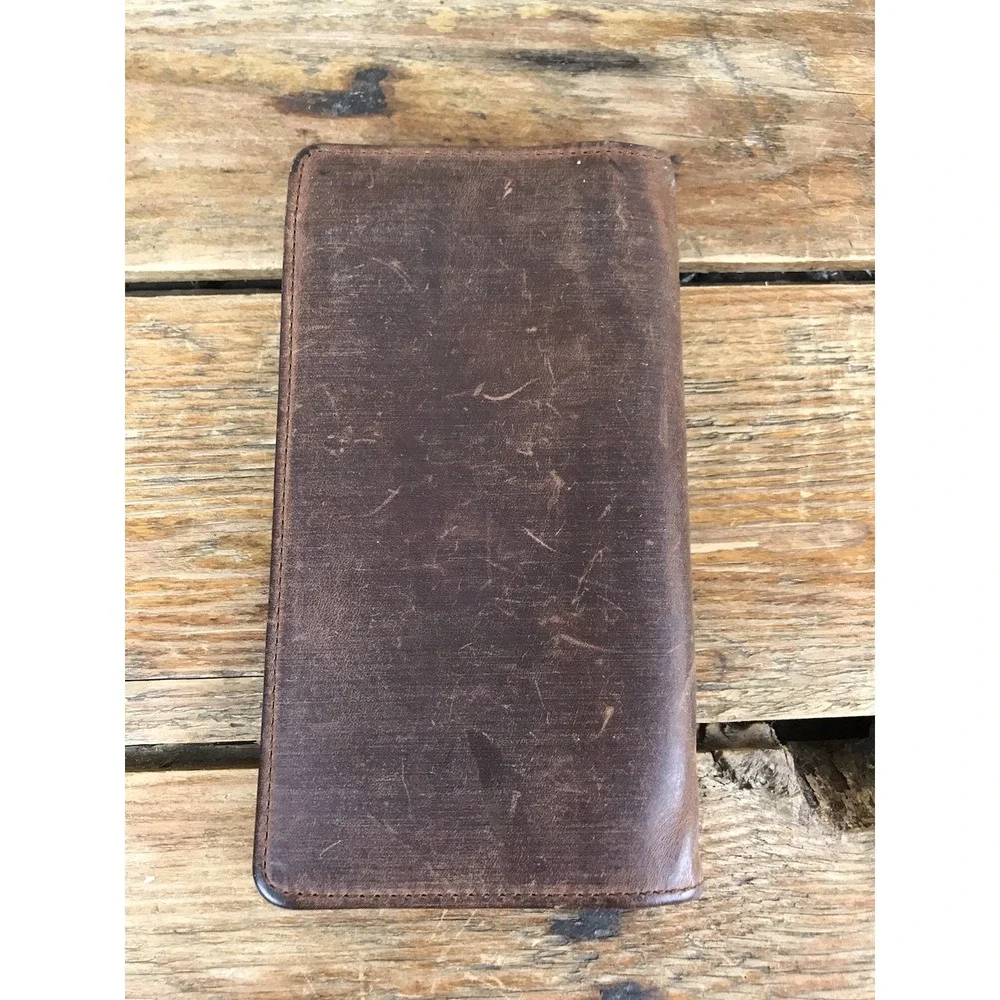 Silver Creek Concho Brown Leather Checkbook Wallet Western